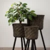 Sullivans Set Of 3 Bamboo Basket & Stand 29.5"H, 25.5"H & 21.5"H Black