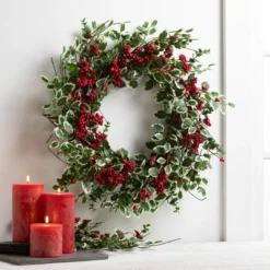 Cranberry Timber Pillar Candles Kit - Set Of 3