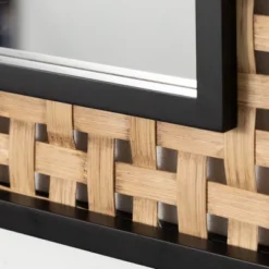 Sullivans Square Mirror With Weave Inset 16"H Black