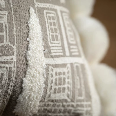 Sullivans Village Scene Accent Decorative Pillow White 14"H 1 Sullivans Village Scene Accent Decorative Pillow White 14"H