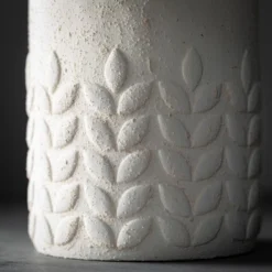 8.25"H Sullivans Modern Cement Leaf Tall Cream Pot, Cream