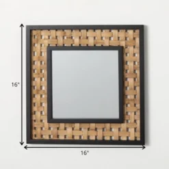Sullivans Square Mirror With Weave Inset 16"H Black -Cheap Sullivan Living Store GUEST 74b3ed24 40f8 4cb6 9734 450828bef4a2