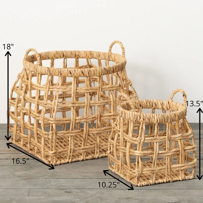 18"H Sullivans Open Weave Shapely Baskets Set Of 2, Natural 3 18"H Sullivans Open Weave Shapely Baskets Set Of 2, Natural - Image 3