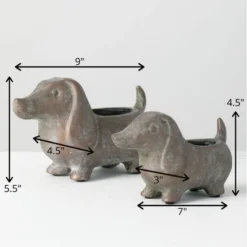 Sullivans Set Of 2 Dachshund Planter 5.5"H & 4.5"H Brown -Cheap Sullivan Living Store GUEST 7b1f4f8f 1604 4db0 b95b 5072afc4c2a0
