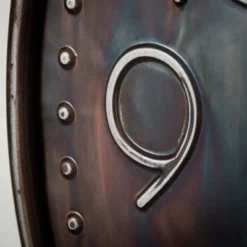 27.75"H Sullivans Rustic Metal Wall Clock; Brown