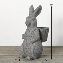 26"H Sullivans Charcoal Rabbit Basket Planter, Gray -Cheap Sullivan Living Store GUEST 7ef968a4 b226 49e2 b4a3 386d5e9a5f66