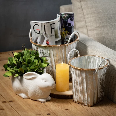 Sullivans Glazed White Decorative Bunny Planter 5"H White 2 Sullivans Glazed White Decorative Bunny Planter 5"H White - Image 2