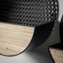 Cheap Sullivan Living Store 30 Sullivans Metal & Wood Wall Pocket Set Of 3, 16"H, 14"H & 12"H Black