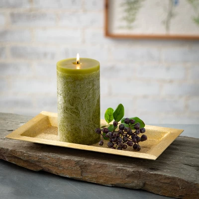 Moss Timber Pillar Candles - Set Of 2 2 Moss Timber Pillar Candles - Set Of 2 - Image 2