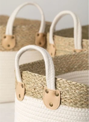 Sullivans Set Of 3 Basket 13"H, 12.5"H & 10.5"H White 1 Sullivans Set Of 3 Basket 13"H, 12.5"H & 10.5"H White