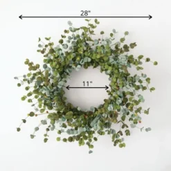 Sullivans Artificial Mini Eucalyptus Berry Wreath 28" Green
