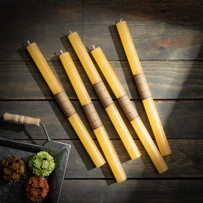 Pale Yellow Timber Tapers - Set Of 12 1 Pale Yellow Timber Tapers - Set Of 12