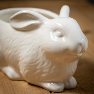 Sullivans Glazed White Decorative Bunny Planter 5"H White 1 Sullivans Glazed White Decorative Bunny Planter 5"H White