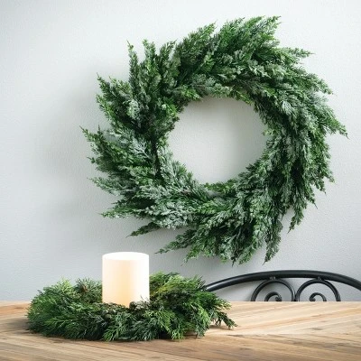 19"H Sullivans Lush Cypress & Berry Wreath, Green Winter Wreaths For Front Door 2 19"H Sullivans Lush Cypress & Berry Wreath, Green Winter Wreaths For Front Door - Image 2