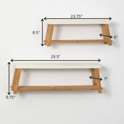 Sullivans Bench-Seat-Shaped Wall Shelf Set Of 2, 9.75"H & 8.5"H White -Cheap Sullivan Living Store GUEST e79bfefe 1eeb 4e77 aa40 196bf79dbf66