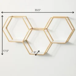 Sullivans Hexagonal Gold Metal Shelf 17.5"H Gold -Cheap Sullivan Living Store GUEST eaf517a0 345b 4aa1 9dcb 8841f7098c52